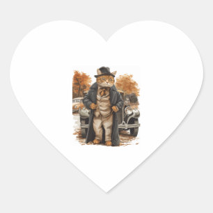 Klassieke Katte-elegantie Hart Sticker