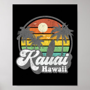 Klassieke Kauai-strand Hawaï surfen Hawaiaans surf Poster