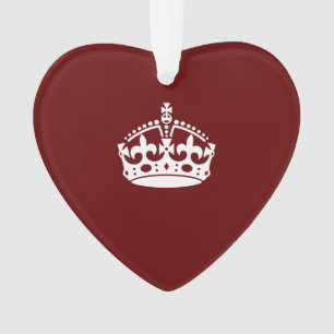 Klassieke Keep Calm Crown op Bourgogne Red Ornament