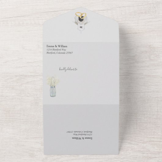 Klassieke Kerk Bruiloft Alles in Een Uitnodiging (Buitenkant)