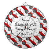 Klassieke kernen dozen met zoete rode rugro-auto dartbord (Voorkant)