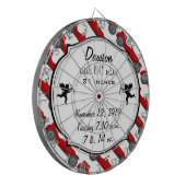 Klassieke kernen dozen met zoete rode rugro-auto dartbord (Voorkant Links)