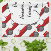 Klassieke kernen dozen met zoete rode rugro-auto theedoek (Gevouwen)