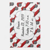 Klassieke kernen dozen met zoete rode rugro-auto theedoek (Verticaal)