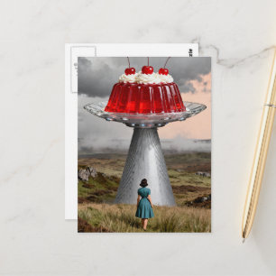 Klassieke Kers UFO Surreal Zoete Traktatie Briefkaart