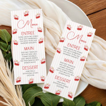 Klassieke Kersen Baby Shower Menukaart