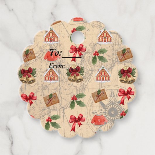 Klassieke kerst bedankjes labels (Voorkant)