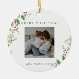 Klassieke Kerst Bloem 2 Foto's Keramisch Ornament