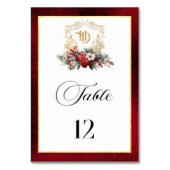 Klassieke Kerst Bloemen Crest Monogram Bruiloft Kaart (Voorkant)