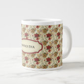 Klassieke Kerst Bloemen Custom Name Extra Grote Beker (Voorkant rechts)