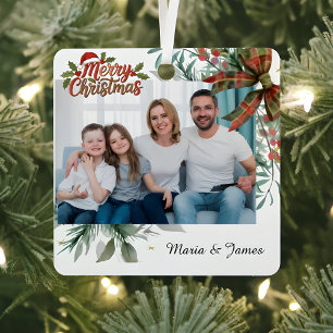 Klassieke Kerst Bloemstuk Lijst Foto Metalen Ornament