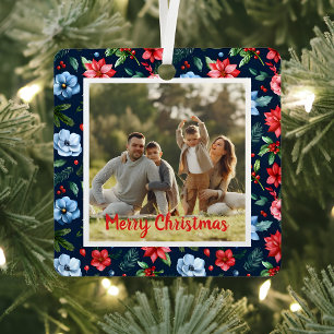 Klassieke Kerst Bloemstuk Lijst Foto Metalen Ornament