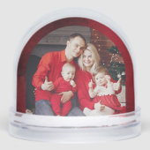 Klassieke Kerst Floral Crest Foto Sneeuwbol (Voorkant)