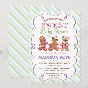 Klassieke kerst gingerbread baby shower uitnodigin kaart