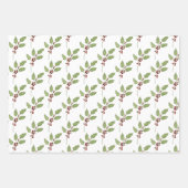 Klassieke kerst Holly met bessen Inpakpapier Vel (Voorkant 3)