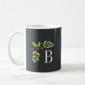 Klassieke Kerst Holly & Mistletoe Monogram Koffiemok (Links)