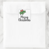 Klassieke kerst holly moderne minimalist vierkante sticker (Tas)
