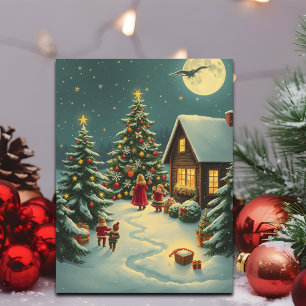 Klassieke Kerst Illustratie Feestdagenkaart