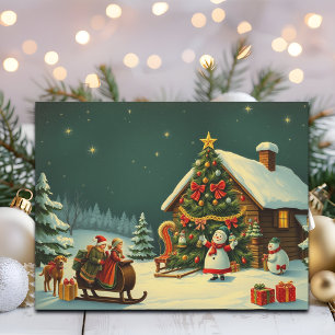 Klassieke Kerst Illustratie Feestdagenkaart