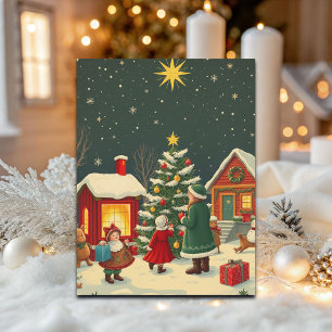 Klassieke Kerst Illustratie Feestdagenkaart