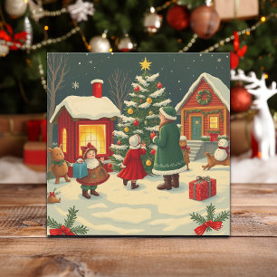 Klassieke Kerst Illustratie Feestdagenkaart