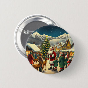 Klassieke Kerst Illustratie Ronde Button 5,7 Cm