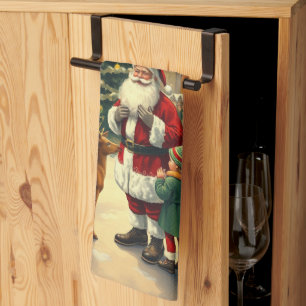 Klassieke Kerst Illustratie Theedoek