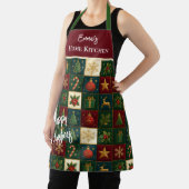 Klassieke Kerst Patchwork met Feestelijke Motieven Schort (Insitu)