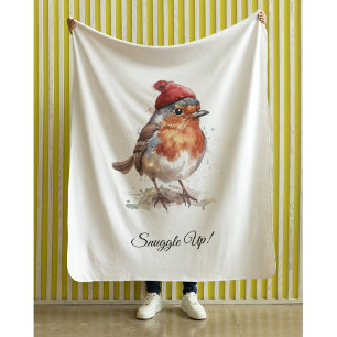 Klassieke Kerst Robin, op maat Sherpa Deken