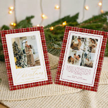 Klassieke Kerst Rode Schotse Ruit Familie Foto