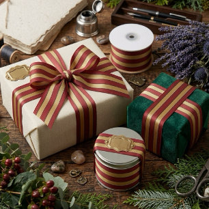 Klassieke Kerst Rood en Gouden Strepen Lint