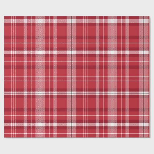 Klassieke kerst Rood en Wit Plaid Cadeaupapier (Vlak)