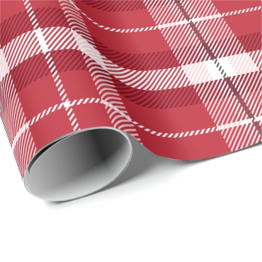 Klassieke kerst Rood en Wit Plaid Cadeaupapier (Rol Hoek)
