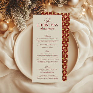 Klassieke Kerst Rood & Goud Folie Imitatie Menu Kaart