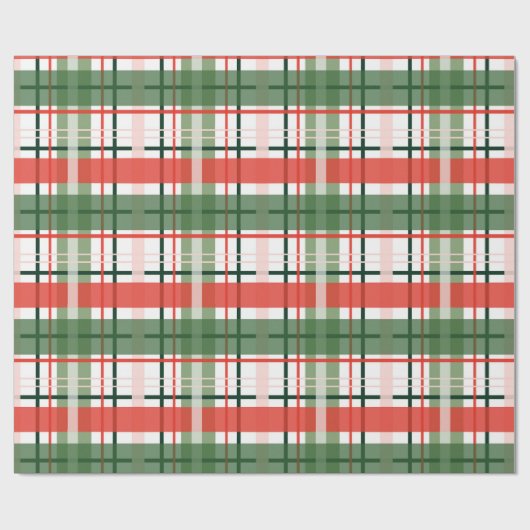 Klassieke kerst rood groen en wit plaid cadeaupapier (Vlak)