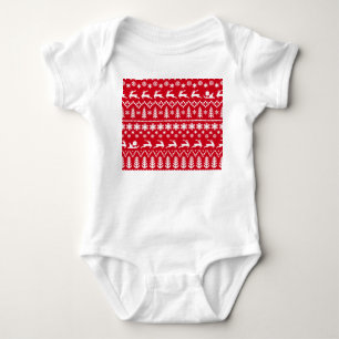 Klassieke kerst: rood wit winterpatroon romper