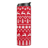 Klassieke kerst: rood wit winterpatroon thermosbeker (Gedraaid links)