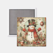 Klassieke Kerst Sneeuwman Magneet (Voorkant / Achterkant)