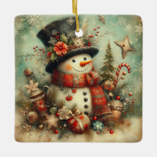 Klassieke Kerst Sneeuwman Ornament