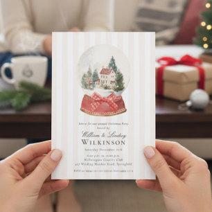 Klassieke Kerst Snow Globe Uitnodiging