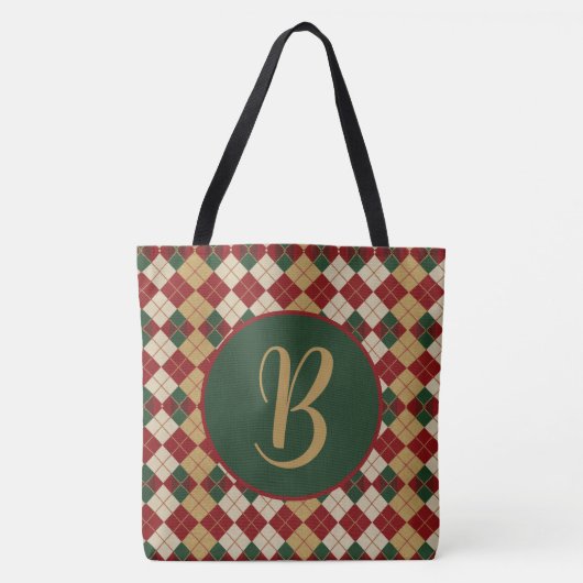 Klassieke, kerst / winter argyle patterned draagtas (Voorkant)