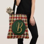 Klassieke, kerst / winter argyle patterned draagtas (Dichtbij)