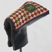 Klassieke, kerst / winter argyle patterned golfheadcover (3/4 voorkant)
