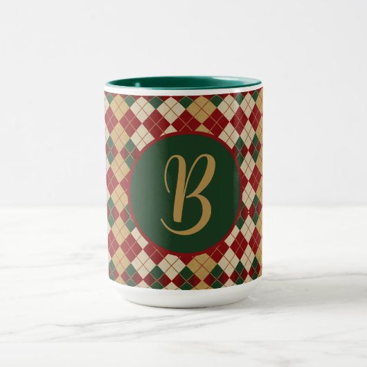 Klassieke, kerst / winter argyle patterned mok (Midden)