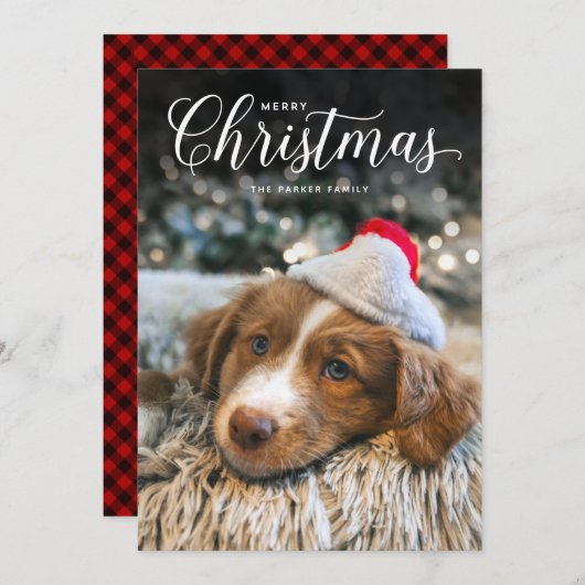 Klassieke kerstakertype met kerst feestdagenkaart (Voorkant / Achterkant)