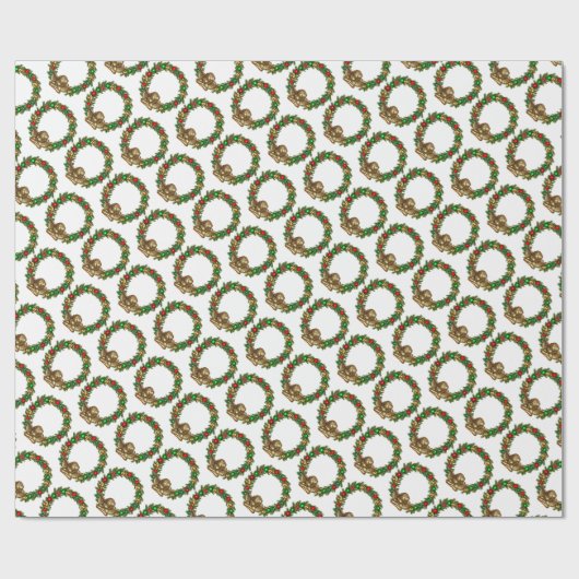Klassieke kerstangel en Wreath Cadeaupapier (Vlak)