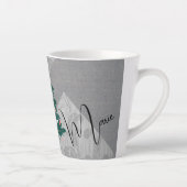 Klassieke Kerstboom Chique Monochroom Bloemen Naam Latte Mok (Rechts)