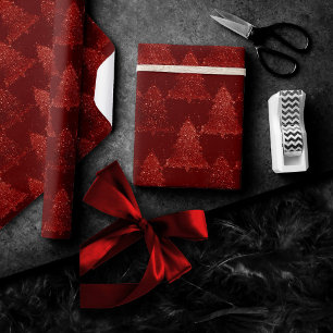 Klassieke kerstboom   Feestelijke Rich Crimson Red Cadeaupapier