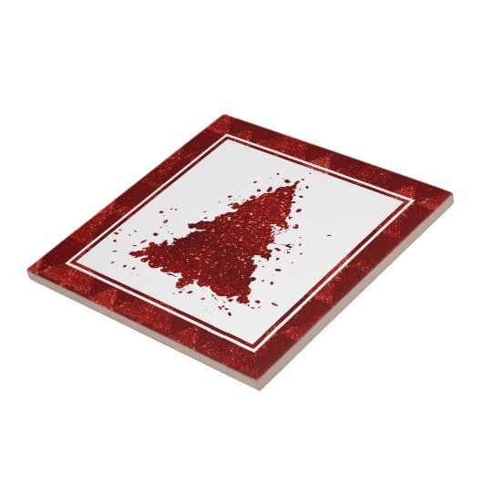 Klassieke kerstboom | Feestelijke Rich Crimson Red Tegeltje (Zijkant)