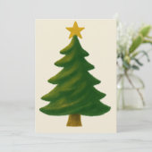 Klassieke Kerstboom in olieverf stijl uitnodiging (Staand voorkant)